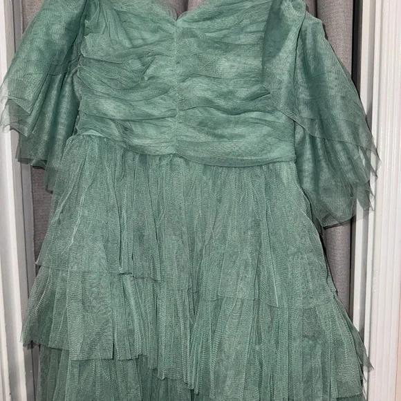 Ruffled Tiered Sage Dress - Picture 8 of 11